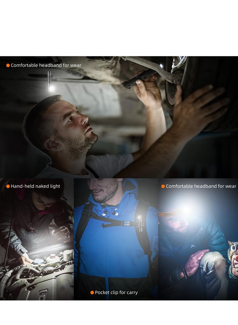 Magnetic Work Light, Detachable Head Lamp, 600-Lumen Headlamp Flashlight, Small Magnetic Led Lamp, Portable Outdoor Light With Headband, for Camping, Running, Maintenance, Auto Repair - Image 3
