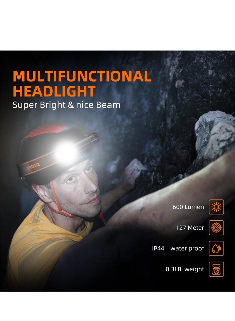 Magnetic Work Light, Detachable Head Lamp, 600-Lumen Headlamp Flashlight, Small Magnetic Led Lamp, Portable Outdoor Light With Headband, for Camping, Running, Maintenance, Auto Repair - Image 5