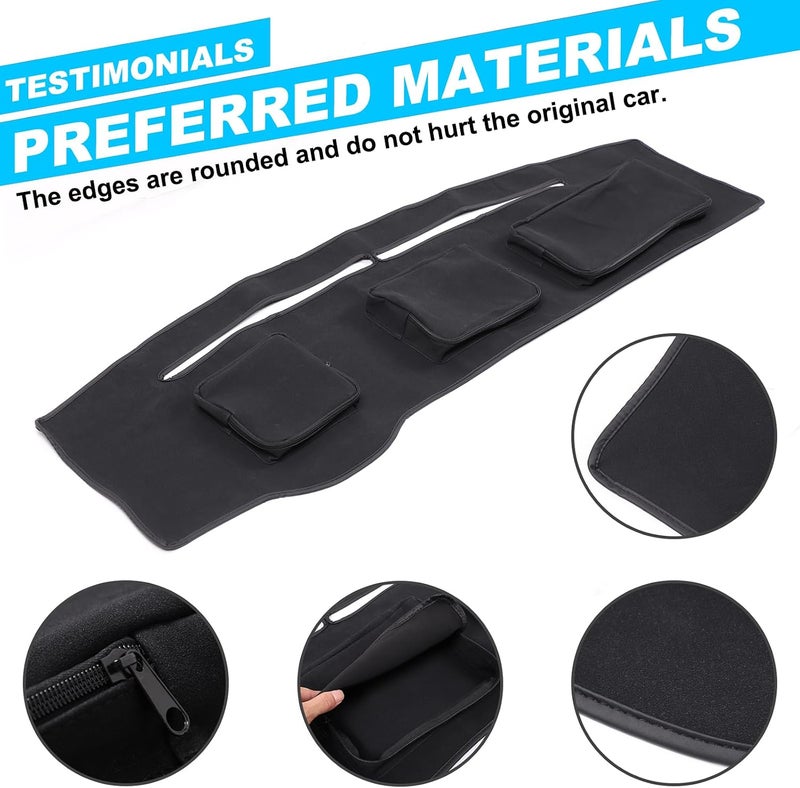 LLKUANG Polyester Carpet Dashmat Dash Mat Compatible with Toyota FJ Cruiser 2007-2021 Car Dashboard Cover Sun Shade Pad,Anti-Slip Dash Board Accessories (Black(with Storage Bag)) - Image 4