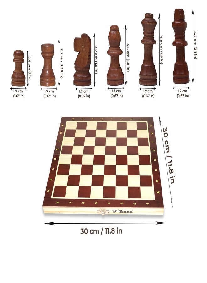 فينكس مجموعة رقعة شطرنج خشبية من فينكس | رقعة شطرنج خشبية قابلة للطي (11.8 × 11.8 بوصة) مع قطع الشطرنج | لعبة شطرنج محمولة مناسبة للسفر للأطفال والكبار | لعبة لوحية استراتيجية للاعبين - Image 5