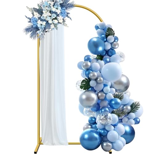 HEMMOTOP 72 ft Arch Backdrop Stand Metal Balloon Arch Stand Stable Wedding Arched Frame with Square Base Ground Nails Background Arches for Birthday Party Baby Shower Garland Decoration Gold - Image 1