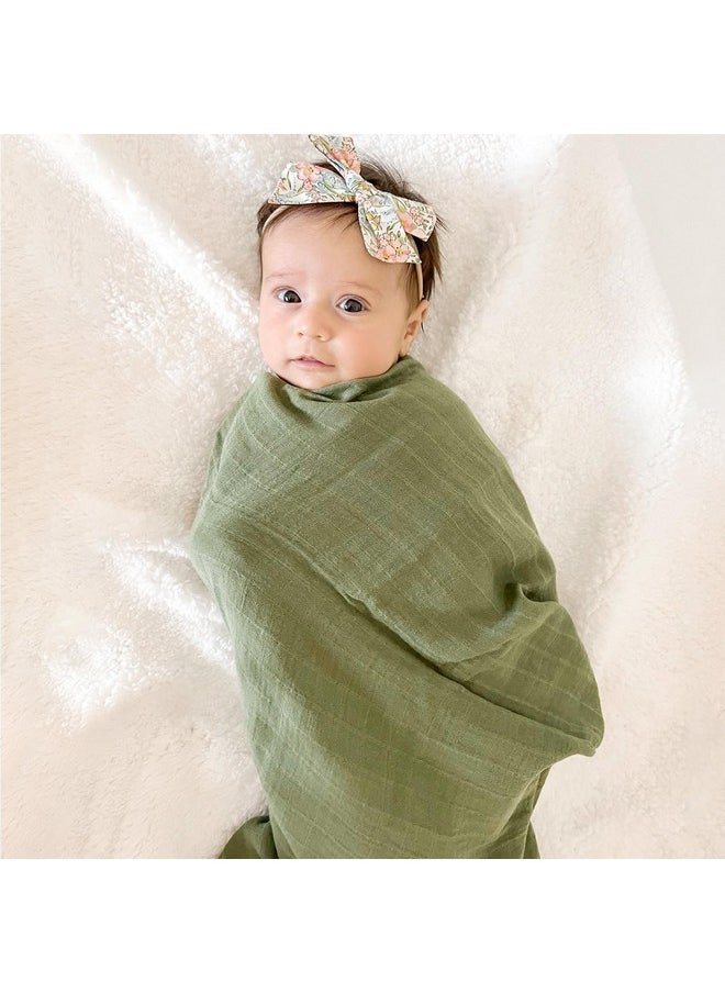 LifeTree Muslin Swaddle Blankets Neutral, Baby Swaddling Wrap Nursery Receiving Blanket For Boys & Girls, 70% Viscose From Bamboo And 30% Cotton, Large 47 X 47 Inches Mallard Duck/Olive Green  - Image 1