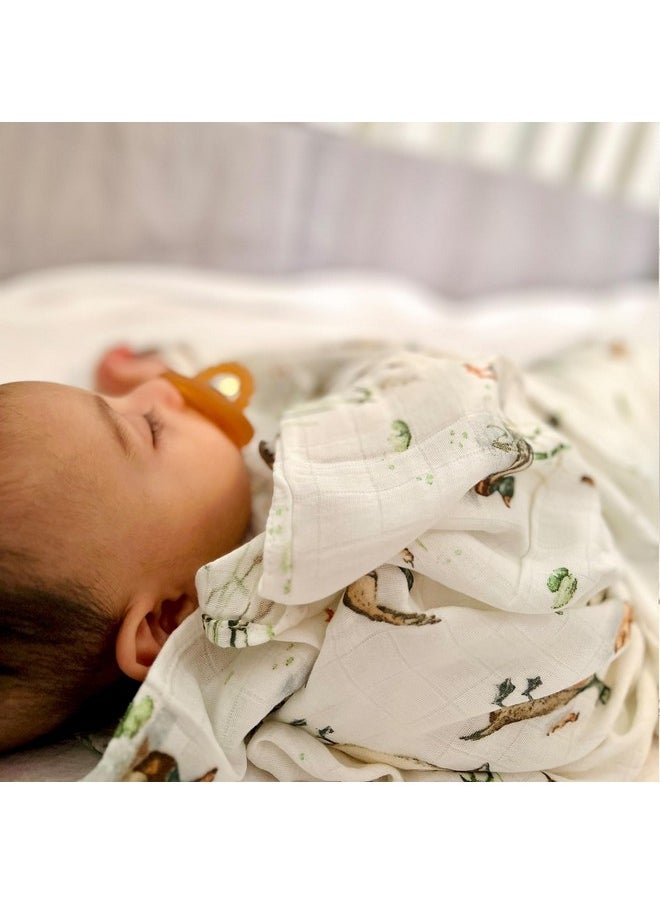 LifeTree Muslin Swaddle Blankets Neutral, Baby Swaddling Wrap Nursery Receiving Blanket For Boys & Girls, 70% Viscose From Bamboo And 30% Cotton, Large 47 X 47 Inches Mallard Duck/Olive Green  - Image 2