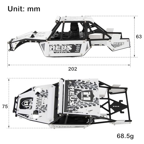 MEUS RACING Mantis24 Body with Roll Cage for Axial 124 SCX24 RC Crawler White - Image 5
