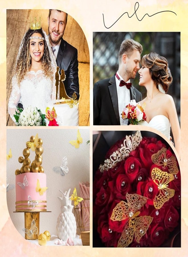 SOFPLATE 1 Box 67Pcs Flower Bouquets Kit Corsage Pins Bulk Cake Topper Decoration 3D Butterfly Alloy Shiny Queen Royal Tiara Happy Birthday Mini Crowns for Crafts Flower Bouquets Cake Topper Floral - Image 4