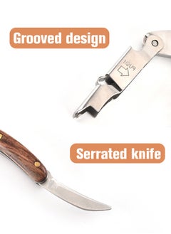 Lemon Wine Opener, with Leather Pouch, Wood Handle Double-Hinged Stainless, Steel Screw Beer Bottle Corkscrew  - Image 3