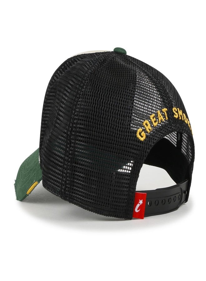 قبعة بيسبول مطرزة بشعار جريت سموكي من إيليليلي، قبعة سائق شاحنة ذات تصميم هيكلي، أخضر - جريت سموكي، مقاس متوسط - Image 4