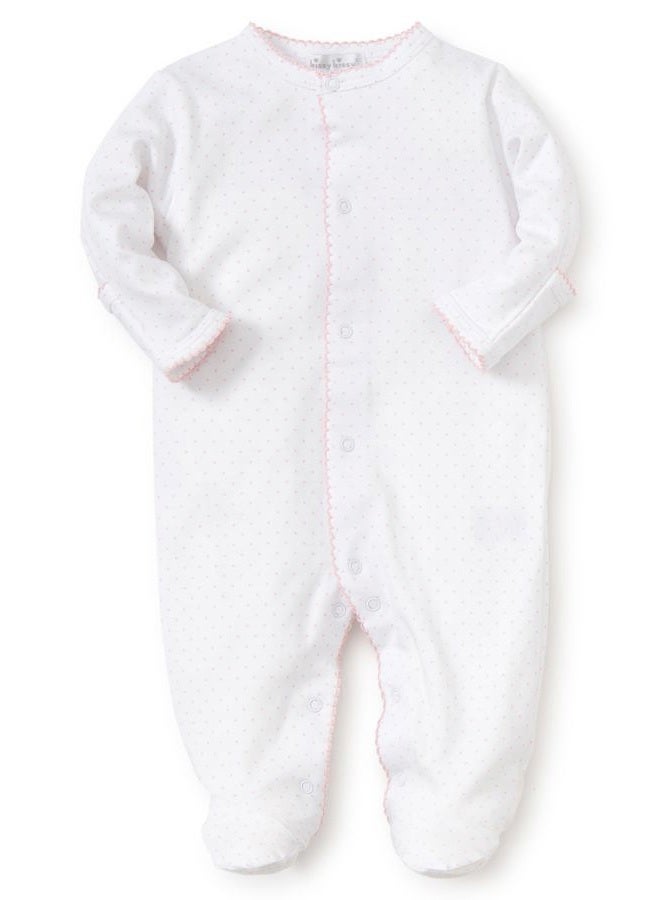 Kissy Kissy baby-girls New Kissy Dots Print Snap Front Footie Pajamas, White With Pink Dots, 0-3 Months - Image 1