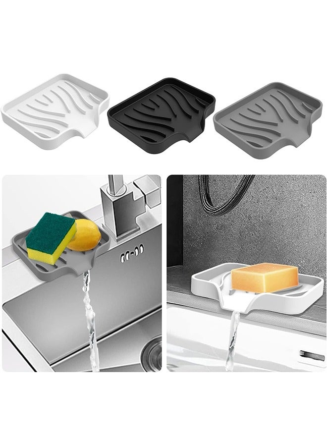 الوجبة مجموعة من 3 أطباق صابون من السيليكون، حاملات صابون، أطباق صابون لصابون البار، سهلة التنظيف، صينية صابون ذاتية التصريف للاستحمام والحمام والمطبخ وحوض الاستحمام، تحافظ على الصابون جافًا، توفر الصابون - Image 2