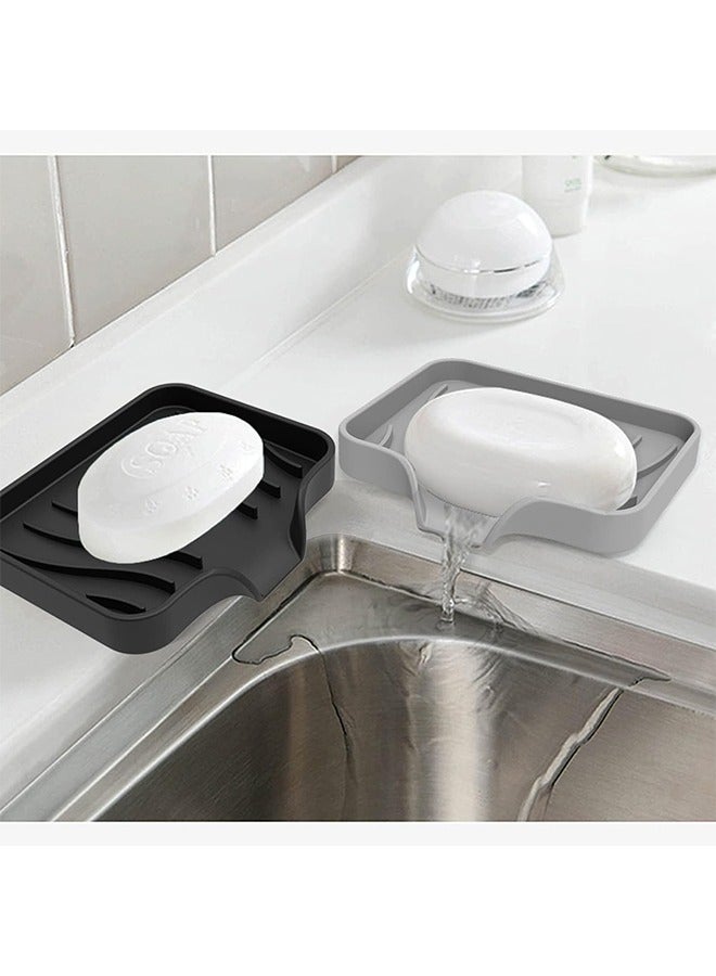 الوجبة مجموعة من 3 أطباق صابون من السيليكون، حاملات صابون، أطباق صابون لصابون البار، سهلة التنظيف، صينية صابون ذاتية التصريف للاستحمام والحمام والمطبخ وحوض الاستحمام، تحافظ على الصابون جافًا، توفر الصابون - Image 4