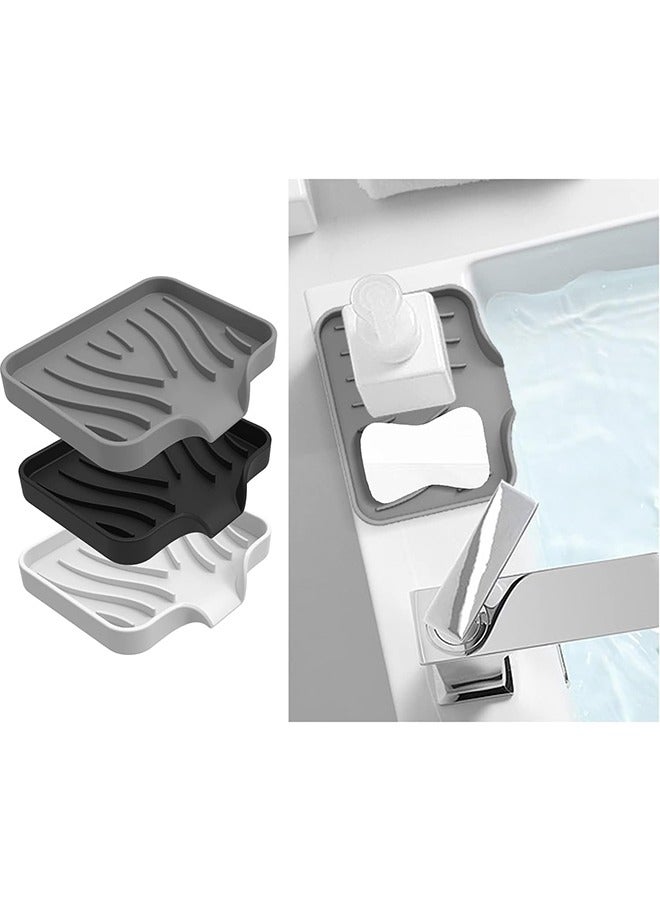 الوجبة مجموعة من 3 أطباق صابون من السيليكون، حاملات صابون، أطباق صابون لصابون البار، سهلة التنظيف، صينية صابون ذاتية التصريف للاستحمام والحمام والمطبخ وحوض الاستحمام، تحافظ على الصابون جافًا، توفر الصابون - Image 5