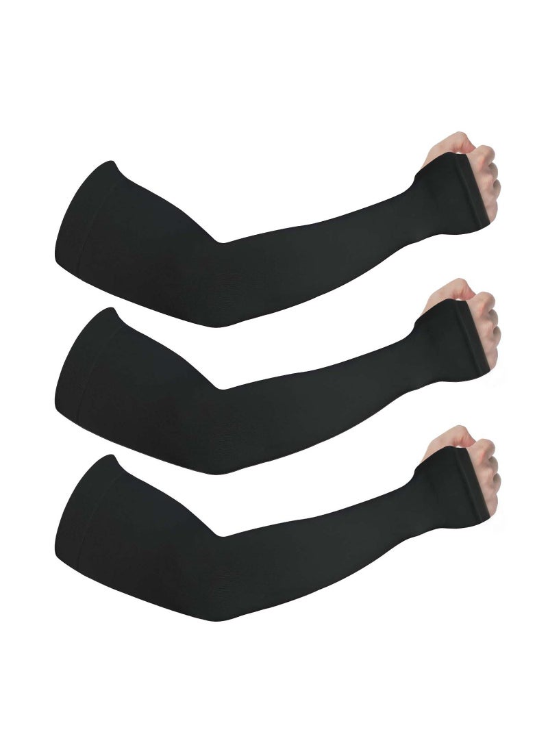 SOLARAE Arm Sleeve 3 Pair UV Protection Cooling Breathable Sun Protective Moisture Wicking Gloves with Finger Hole to Cover Arms for Cycling Driving Outdoor Sports Men Women - Image 1