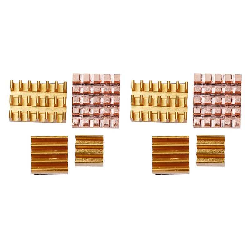 8pcs Copper Aluminum Heatsink with Adhesive for Raspberry Pi 4B Cooling Fan - Image 2