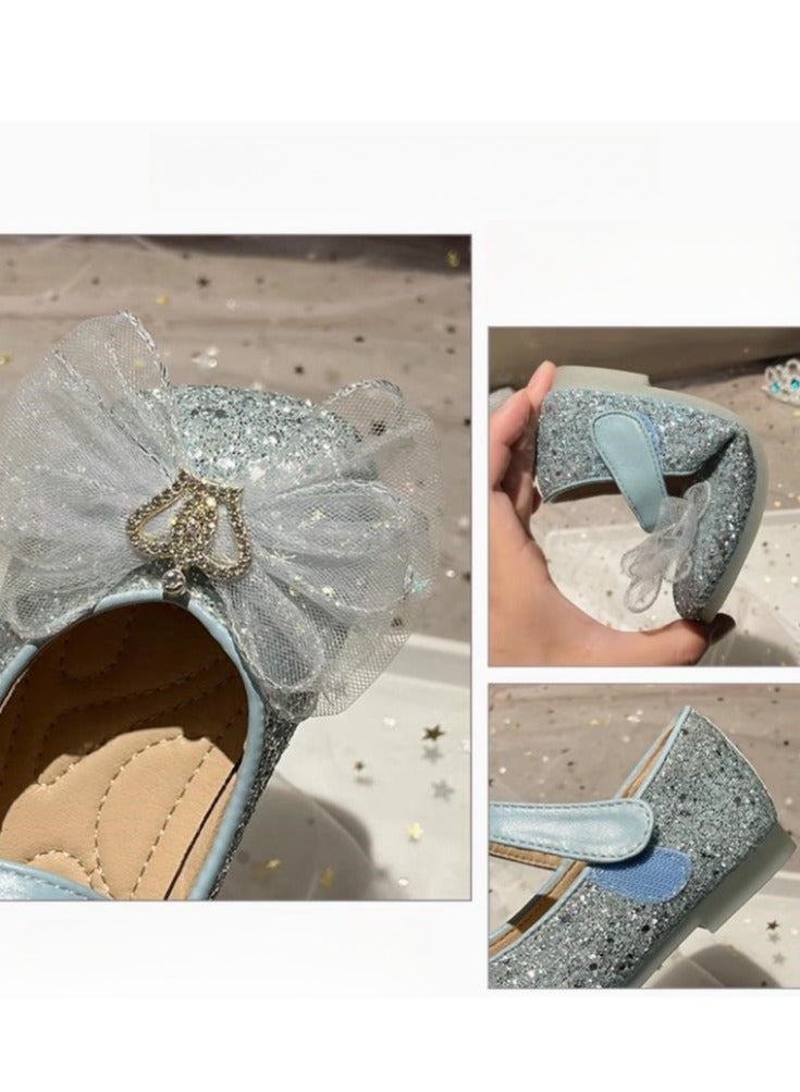 Girls' Crystal Western Style Soft Bottom Versatile Princess Comfortable Single Shoe - Image 2