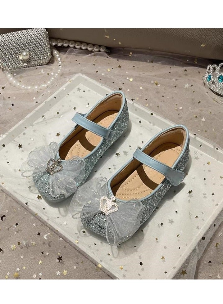 Girls' Crystal Western Style Soft Bottom Versatile Princess Comfortable Single Shoe - Image 1