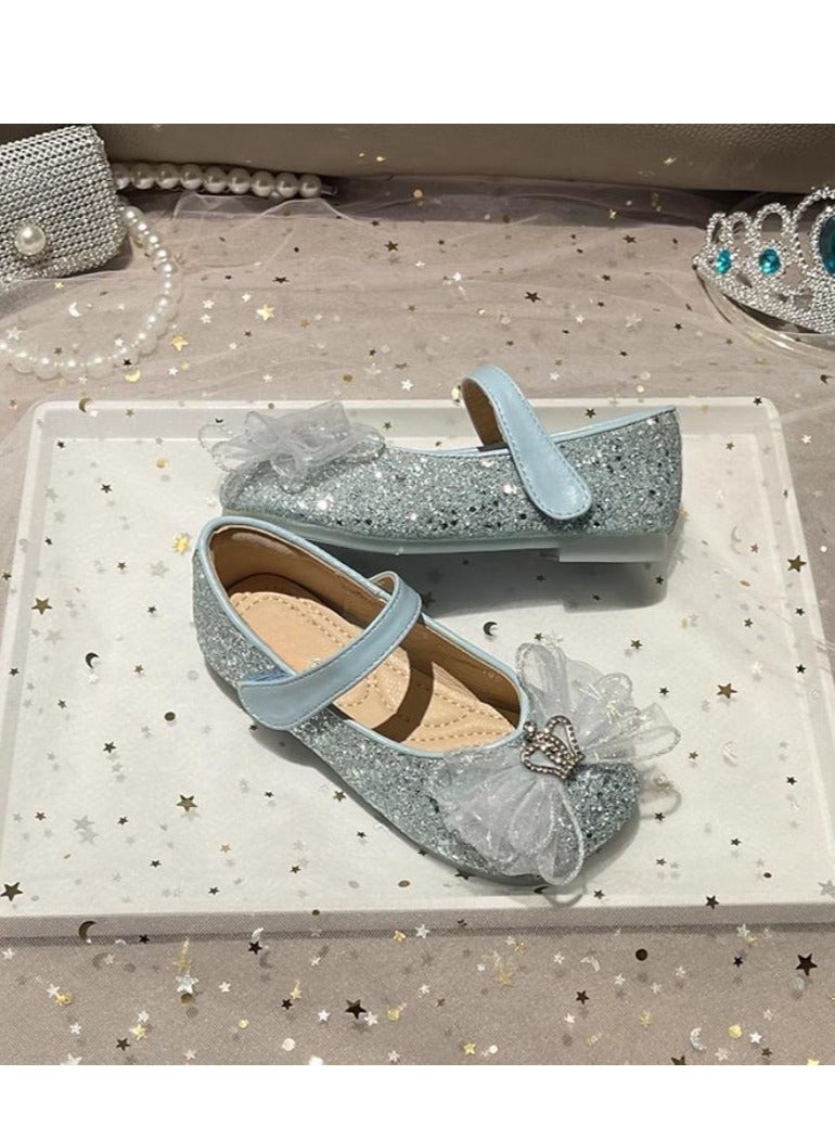 Girls' Crystal Western Style Soft Bottom Versatile Princess Comfortable Single Shoe - Image 3