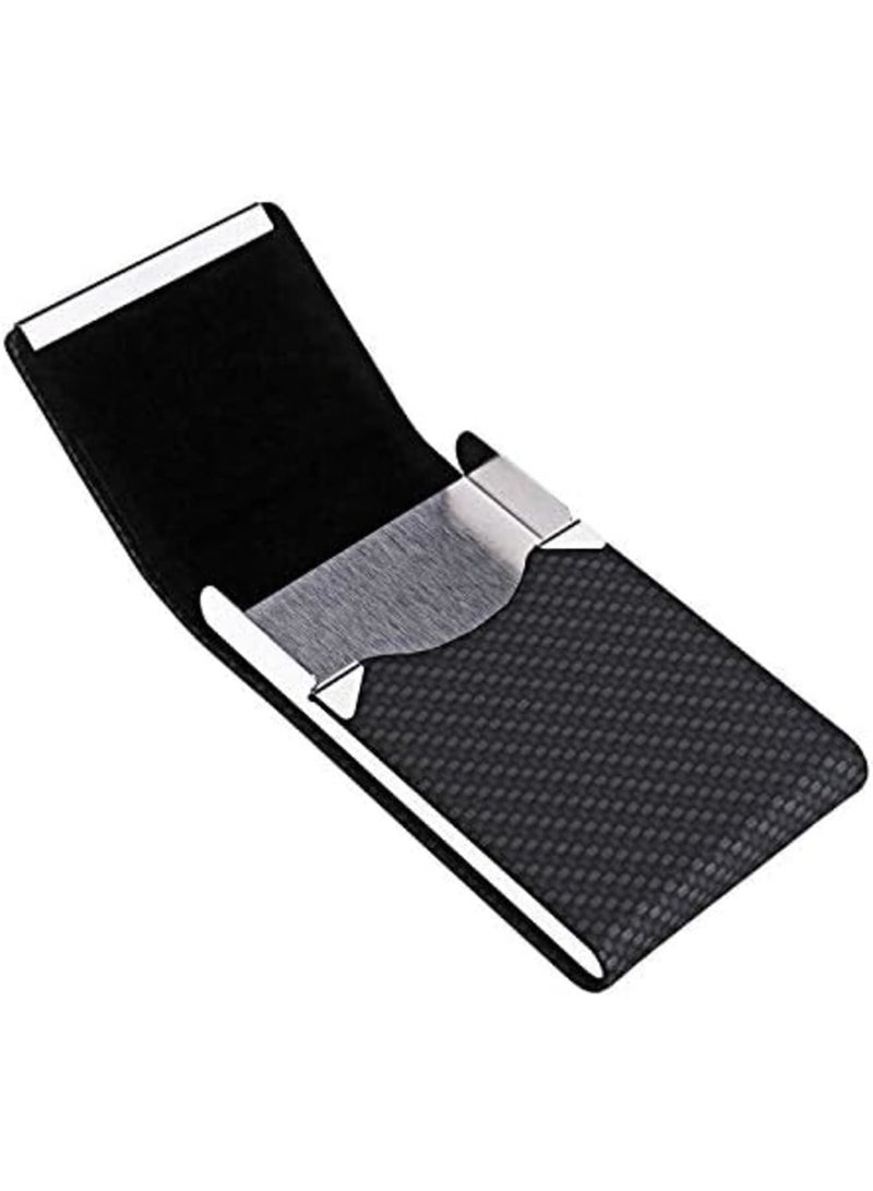 Luckam Business Card Holder, for Women & Men, Professional PU Leather Business Card Holders Name Card Holder Purse Card Case with Magnetic Closure,Woven Pattern - Image 5