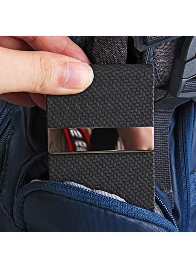 Luckam Business Card Holder, for Women & Men, Professional PU Leather Business Card Holders Name Card Holder Purse Card Case with Magnetic Closure,Woven Pattern - Image 3