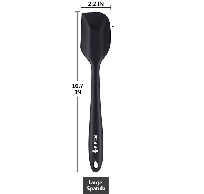 P-Plus International Silicone Non-Stick Heat Resistant Kitchen Utensil| Spatula Spoon Big 27cm+Spatula Big 27cm|Pack of 2 Black - Image 3