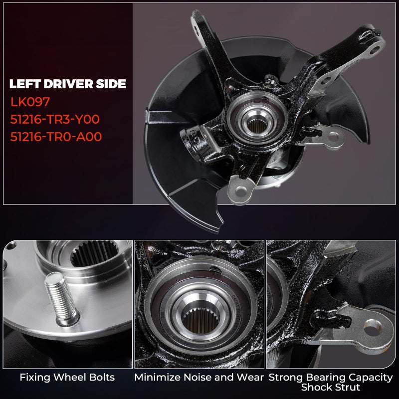 CNYGO LK097 Front Steering Knuckle Wheel Bearing Hub Assembly Compatible with 2012 2013 2014 2015 2016 Honda Civic 1.8L Replace for 51216-TR3-Y00 51216-TR0-A00, Left Driver Side - Image 5