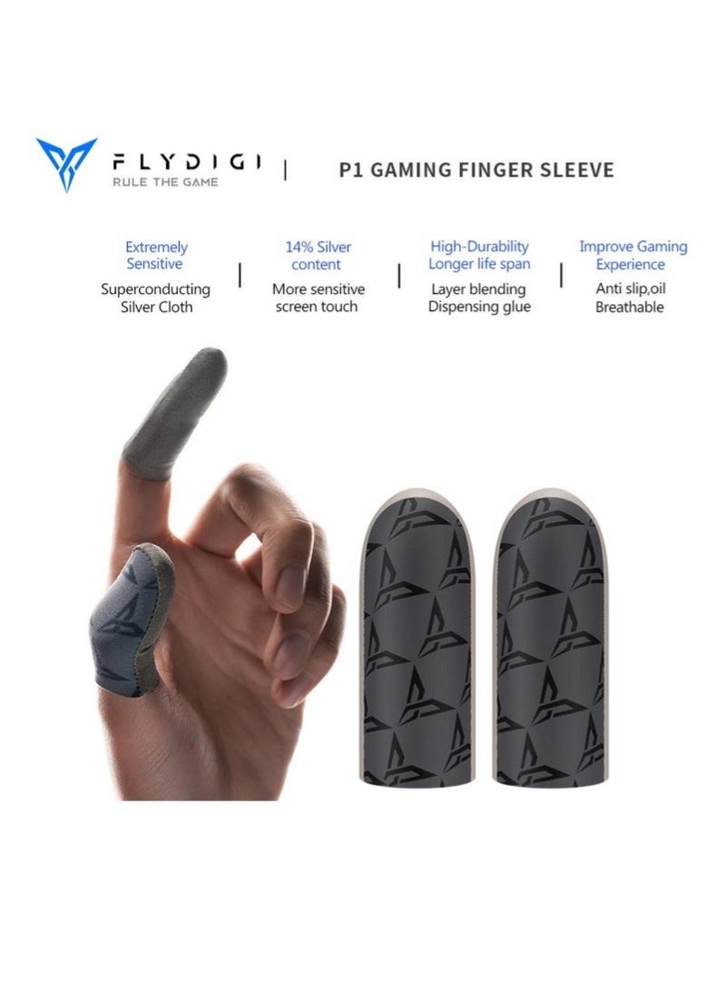 فلاي ديجي أغطية أصابع الألعاب Flydigi P1 الأصلية (نسيج فضي): فائقة الرقة (0.3 مم)، مصنوعة من قماش FlySilver فائق التوصيل، استجابة لمس فورية دون تأخير، جيدة التهوية ومقاومة للعرق – متوافقة مع iPhone وiPad وRedMagic وSamsung – مثالية لألعاب PUBG وCOD وألعاب التصويب (FPS) (زوج واحد - قطعتان). - Image 1