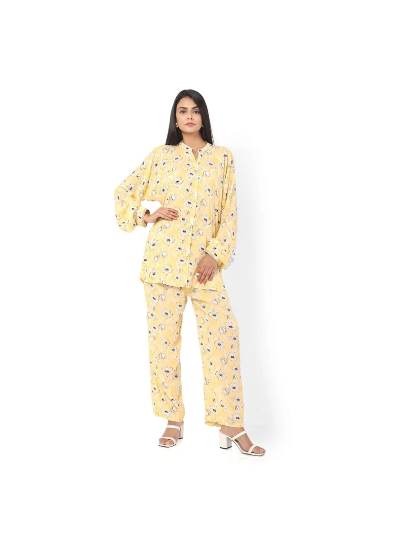 HANA & SARA FLORAL PRINTED VISCOSE CASUAL ELEGANT CO-ORD SET FOR WOMENS ARABIC KAFTAN JALABIYA