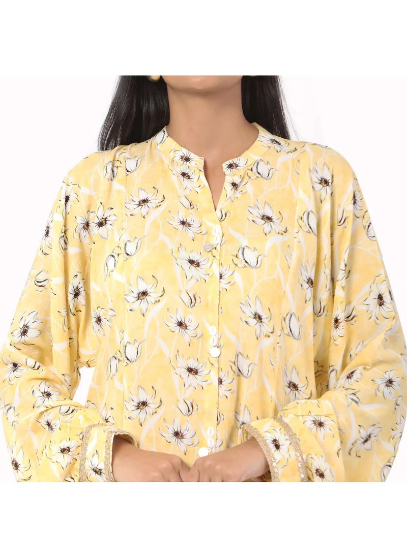 HANA & SARA FLORAL PRINTED VISCOSE CASUAL ELEGANT CO-ORD SET FOR WOMENS ARABIC KAFTAN JALABIYA