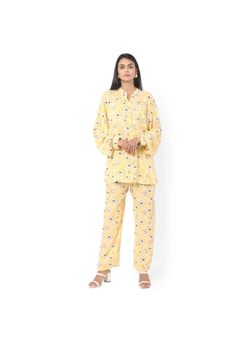 HANA & SARA FLORAL PRINTED VISCOSE CASUAL ELEGANT CO-ORD SET FOR WOMENS ARABIC KAFTAN JALABIYA