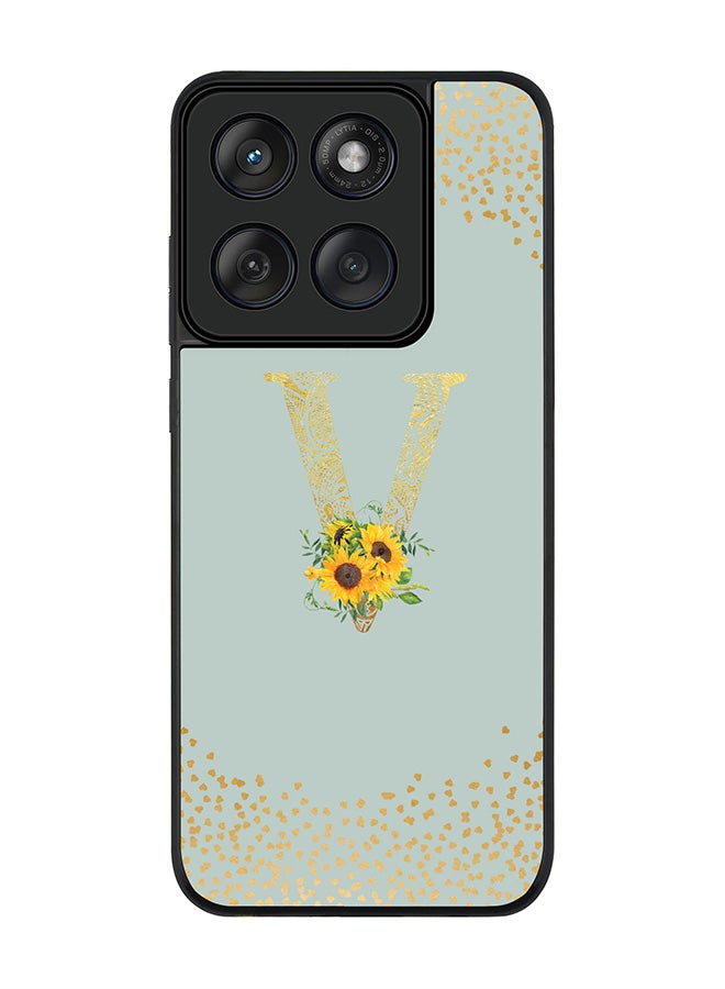 Stylizedd For Motorola MOTO Edge 60 Fusion/ Edge 60 Case,Slim fit Camera Protection, Shockproof Thin Phone cover  - Custom Floral Monogram - V  (Light Grey ) - Image 1