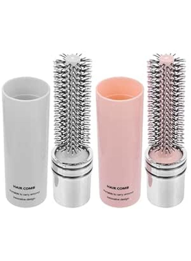Retractable Travel Hair Roller Brush 2pcs Compact Portable Styling Brushes For Women - Image 1