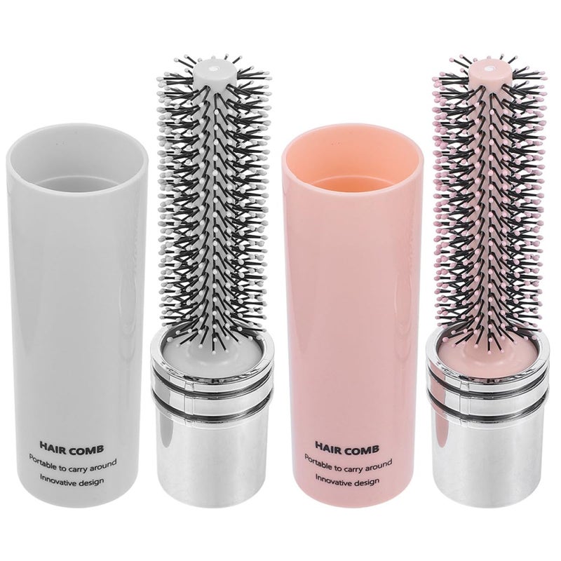 Retractable Travel Hair Roller Brush 2pcs Compact Portable Styling Brushes For Women - Image 2