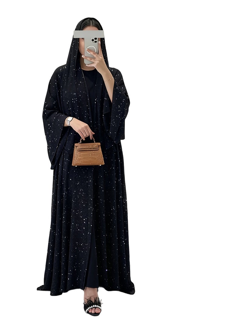 طقم أنيق 3 قطع - ملابس نسائية مسلمة جديدة لخريف الشرق الأوسط، عباءة عربية، تصميم رائع وعصري، رداء كاردين مع فستان سترة وحجاب، خريف...  - Image 1