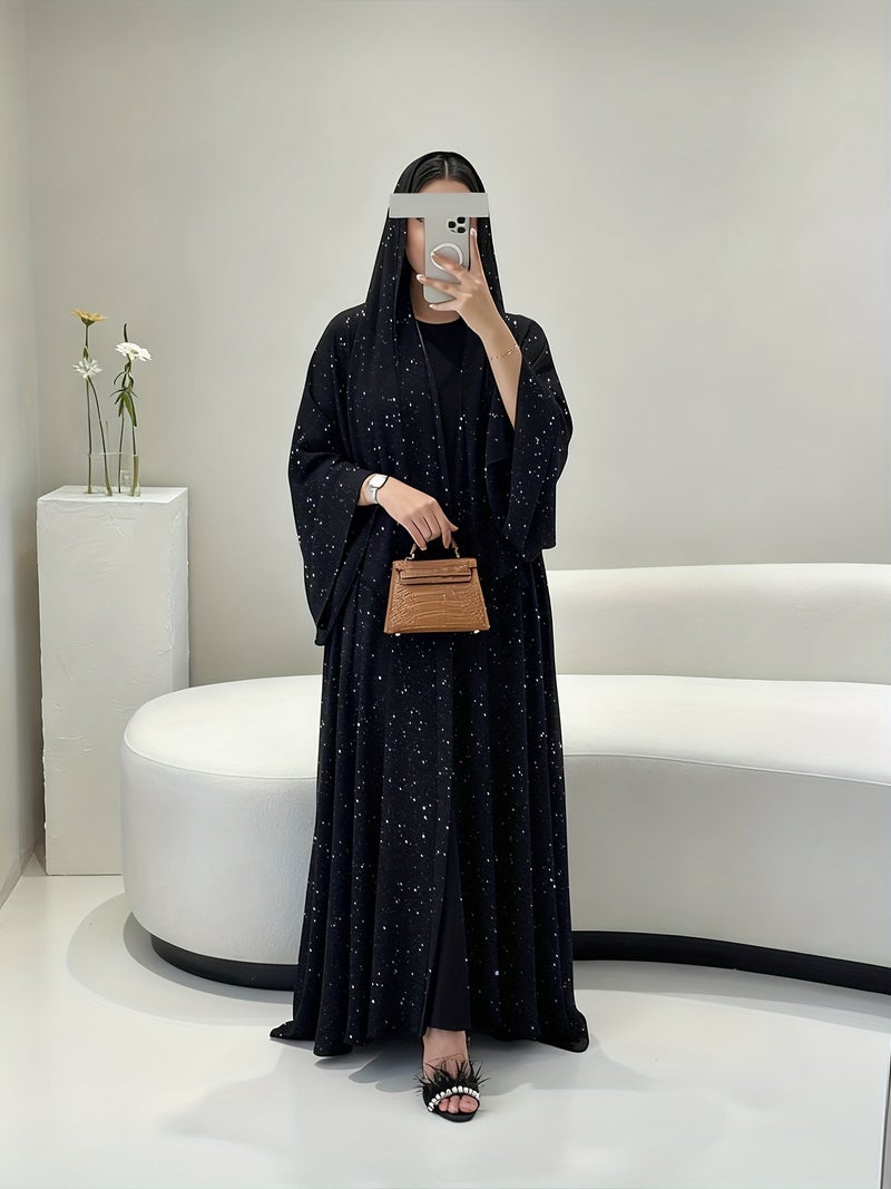 طقم أنيق 3 قطع - ملابس نسائية مسلمة جديدة لخريف الشرق الأوسط، عباءة عربية، تصميم رائع وعصري، رداء كاردين مع فستان سترة وحجاب، خريف...  - Image 3