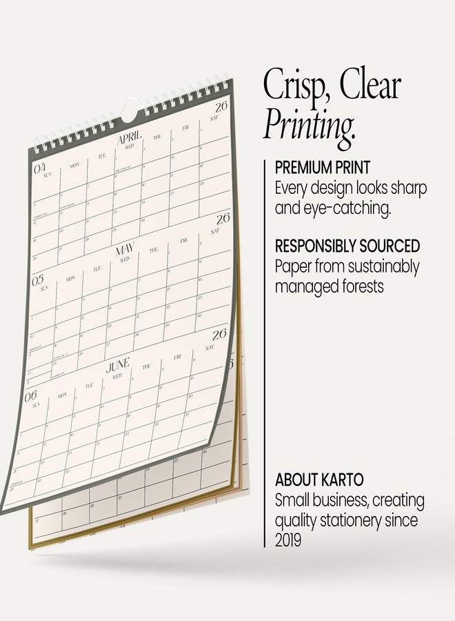 Karto 3 Month Wall Calendar 2026 - Vertical 11x17 inch January 2026 to June 2027 - Boost Your Productivity and Easy Planning with the Aesthetic Monthly Calendar - Boho Color - Image 3
