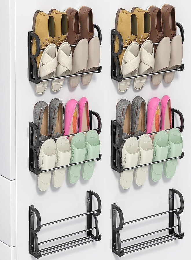 Ziliny 6 Pieces Wall Mounted Shoe Rack with Sticky Hanging Mounts Hanging Wall Shoe Storage Organizer Holder Shelf Hanger for Closet Door(15.7 x 8.7 x 4.3'') - Image 1