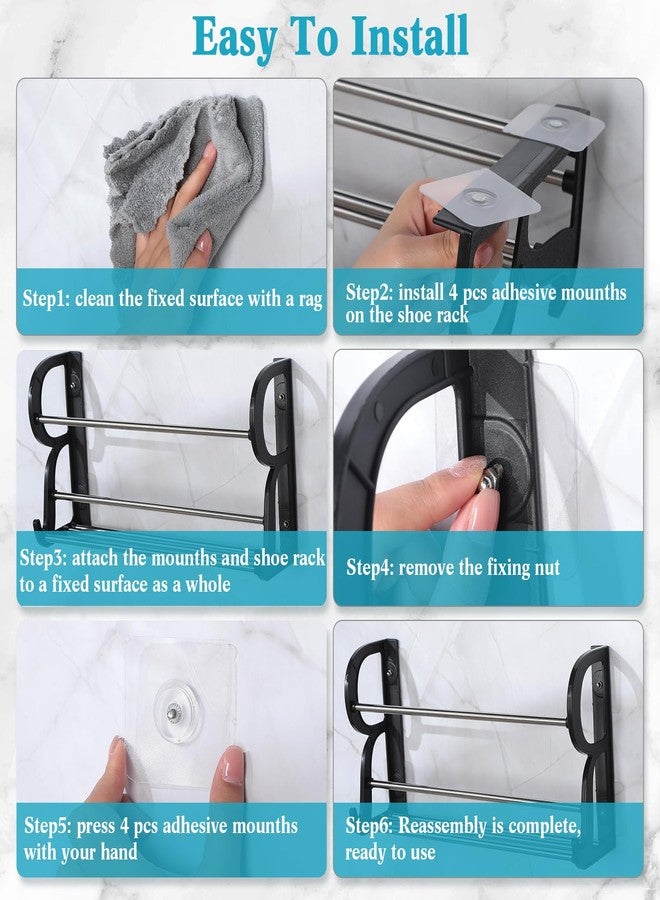 Ziliny 6 Pieces Wall Mounted Shoe Rack with Sticky Hanging Mounts Hanging Wall Shoe Storage Organizer Holder Shelf Hanger for Closet Door(15.7 x 8.7 x 4.3'') - Image 3