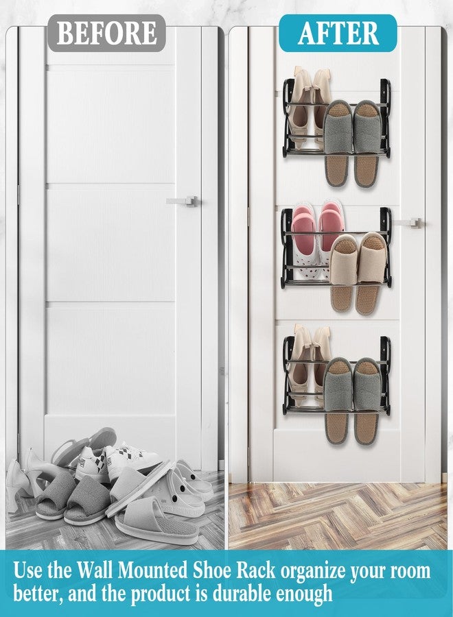 Ziliny 6 Pieces Wall Mounted Shoe Rack with Sticky Hanging Mounts Hanging Wall Shoe Storage Organizer Holder Shelf Hanger for Closet Door(15.7 x 8.7 x 4.3'') - Image 4
