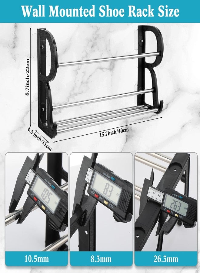 Ziliny 6 Pieces Wall Mounted Shoe Rack with Sticky Hanging Mounts Hanging Wall Shoe Storage Organizer Holder Shelf Hanger for Closet Door(15.7 x 8.7 x 4.3'') - Image 2