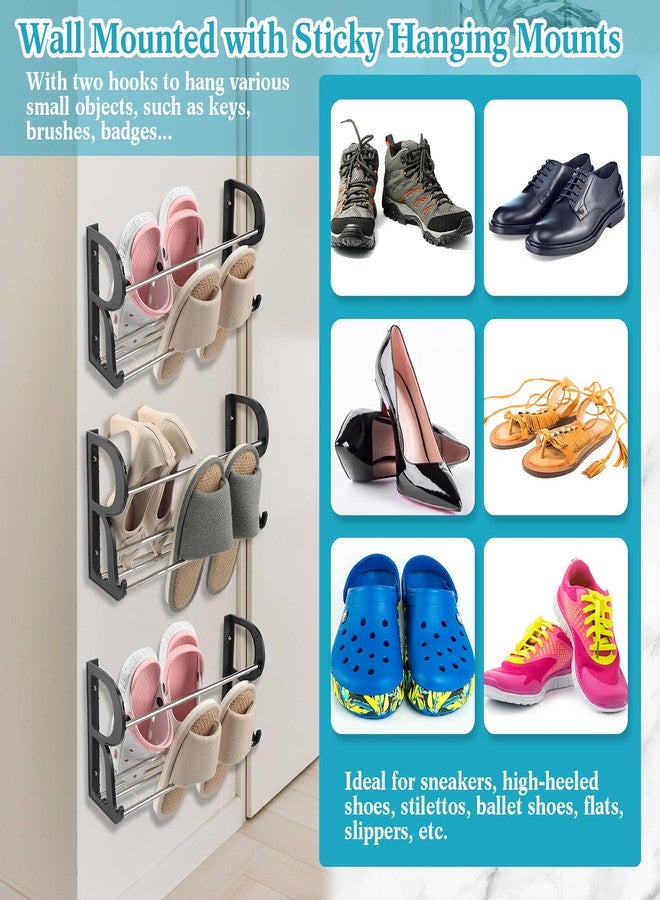 Ziliny 6 Pieces Wall Mounted Shoe Rack with Sticky Hanging Mounts Hanging Wall Shoe Storage Organizer Holder Shelf Hanger for Closet Door(15.7 x 8.7 x 4.3'') - Image 5