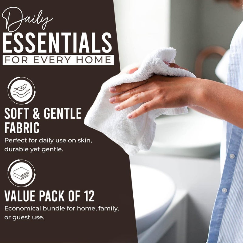 DAN RIVER 100% Cotton Wash Cloths 12 Pack [12x12] Soft & Absorbent washcloths for face, Gym, Hotels & Spa Perfect for Everyday Use Fingertip Towels, Brown - Image 3
