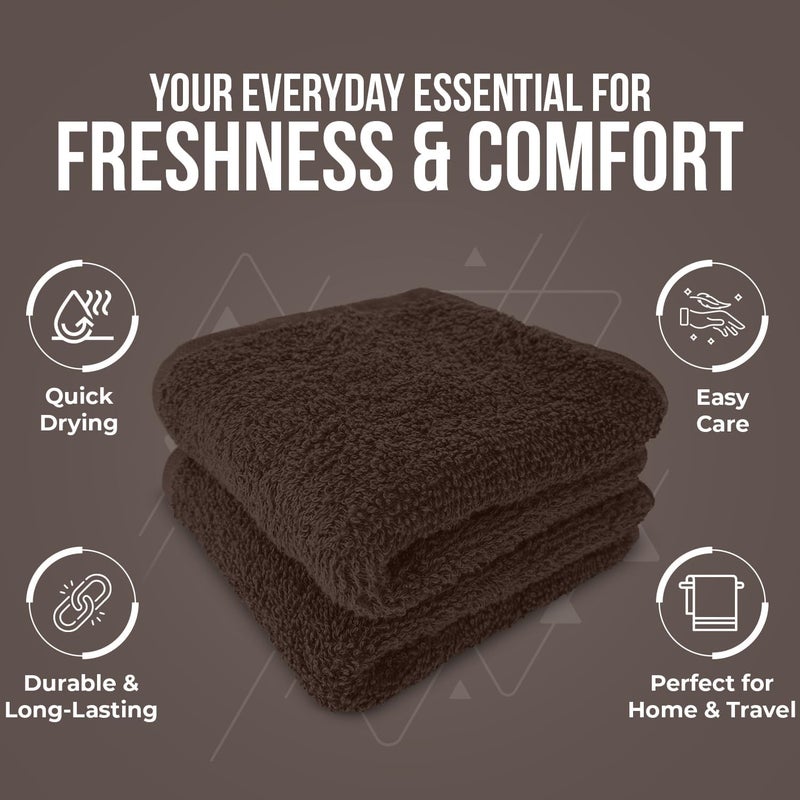 DAN RIVER 100% Cotton Wash Cloths 12 Pack [12x12] Soft & Absorbent washcloths for face, Gym, Hotels & Spa Perfect for Everyday Use Fingertip Towels, Brown - Image 5