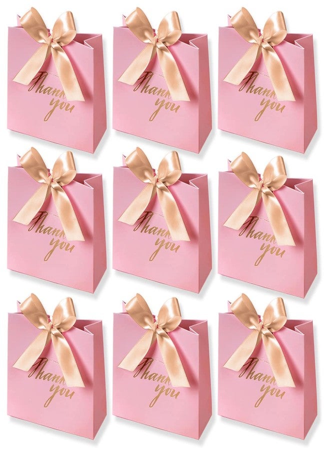 DECHISY 24Pack Thank You Gift Boxes, Favor Small Treat Boxes with Gold Bow Ribbon, Pink Pattern Paper Bags Bulk for Wedding Baby Shower Business Party Supplies - Image 1