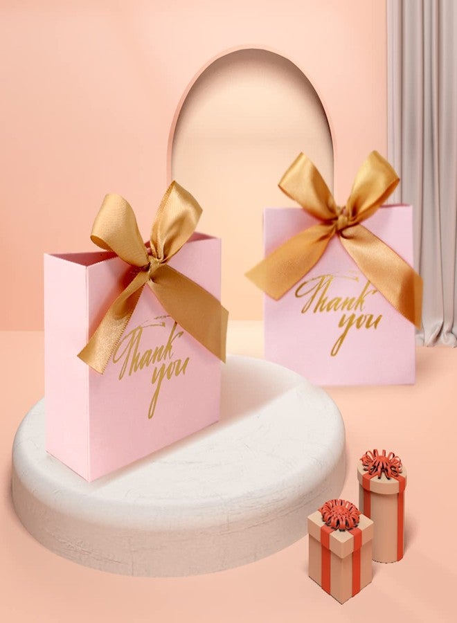 DECHISY 24Pack Thank You Gift Boxes, Favor Small Treat Boxes with Gold Bow Ribbon, Pink Pattern Paper Bags Bulk for Wedding Baby Shower Business Party Supplies - Image 5