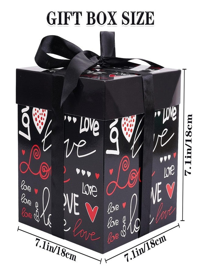 Jaywayang 5 Pack Black Valentine Gift Boxes with Lids, Ribbons and Tissue Papers Square Gift Boxes - 7.1 Inch - Presents Wrapping Valentine's Day Decoration Birthday Anniversary Party Favor Boxes. - Image 2