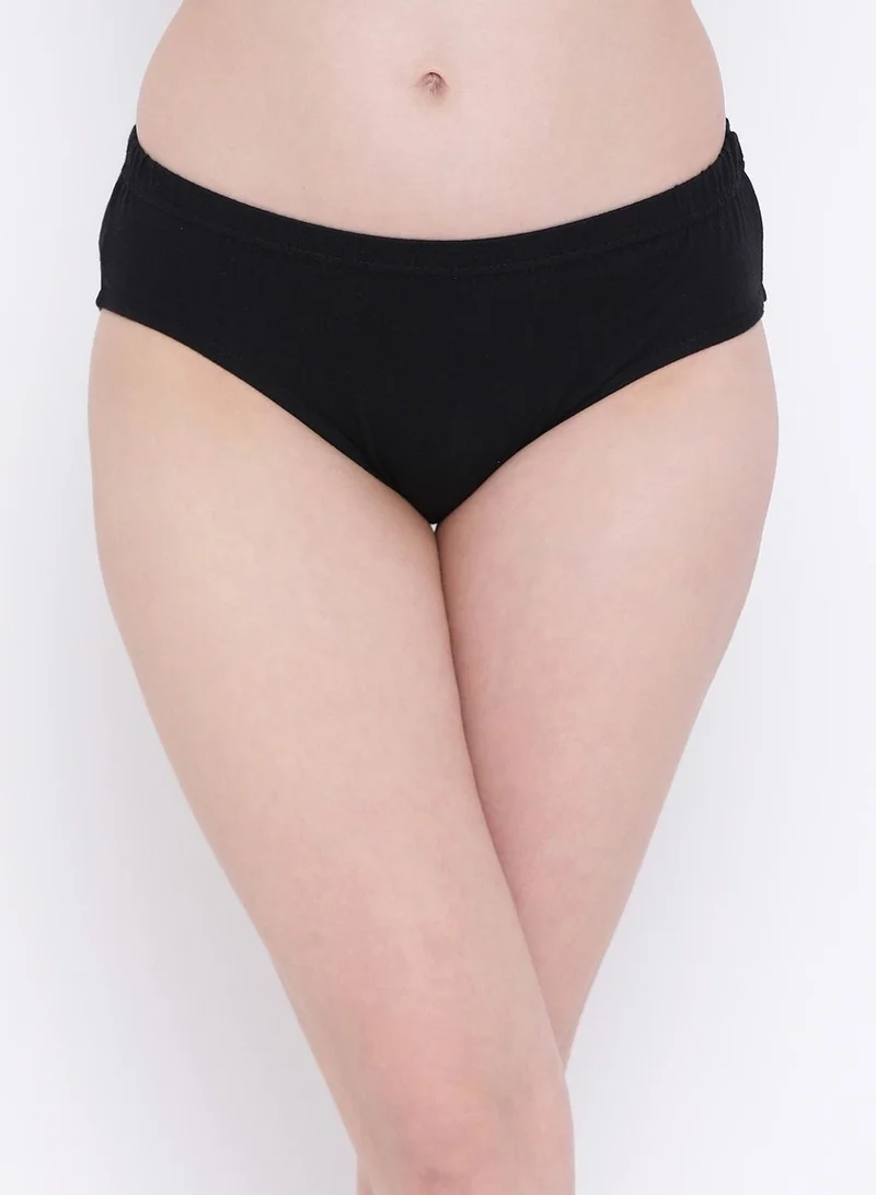 كلوفيا Clovia Pack of 3 Mid Waist Hipster Panties with Inner Elastic - Cotton