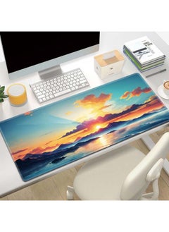 Mouse Pad Oversized Cartoon Character Keyboard Pad Gorgeous Enlarged Thickened Lock Edge Large Office Desk Pad One Piece-Color:1000*500*2mm-Pattern:B31-the Sun Rises From The Clouds On The Mountain