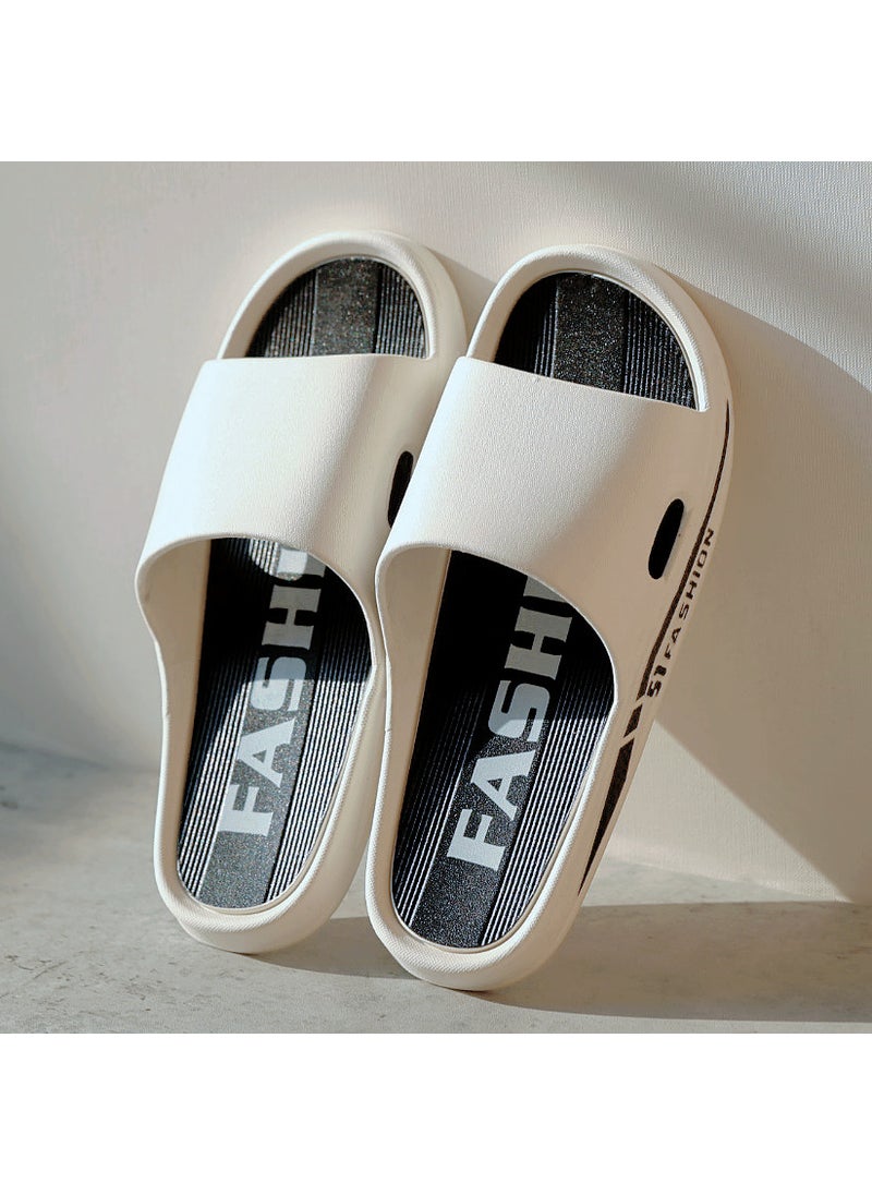 Generic Mens Fashionable Summer Soft Bottom Sandals Anti-Slip Deodorant PVC Special Couple Trendy Slippers Casual Slip-On Shoes ivory white 