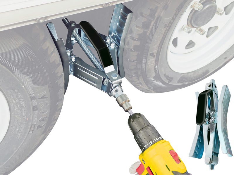 Schumaho Camper Wheel Chock Heavy Duty Rotatable X Shaped Stabilizer for RV Trailer Drill Adjusted 2 Sets of Tire Lock Chocks