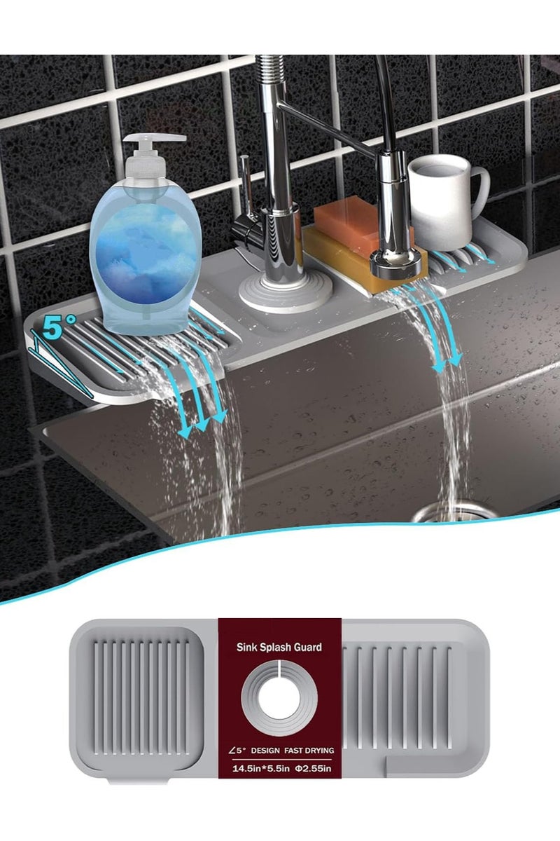 CMGTYYD 5°Slope Kitchen Sink Splash Guard-Silicone Faucet mat-draining mat Around tap for bashroom-Sink Protector mat Behind Faucet-Splash pad in Sink Accessories - Image 1
