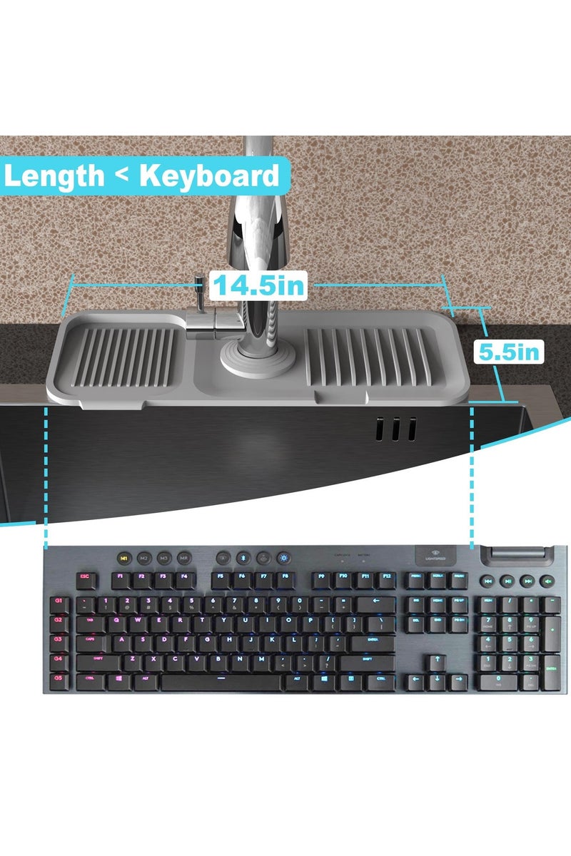 CMGTYYD 5°Slope Kitchen Sink Splash Guard-Silicone Faucet mat-draining mat Around tap for bashroom-Sink Protector mat Behind Faucet-Splash pad in Sink Accessories - Image 2